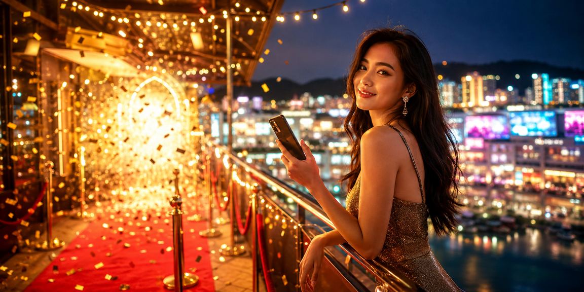Pengguna mengakses kasino dan promosi tiktokbet dari telefon pintar di Langkawi